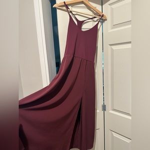 Halara long dress with side slit, maroon, XL